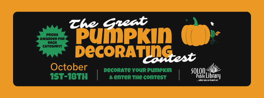 Great Pumpkin Decorating Contest is October 1st through 18th